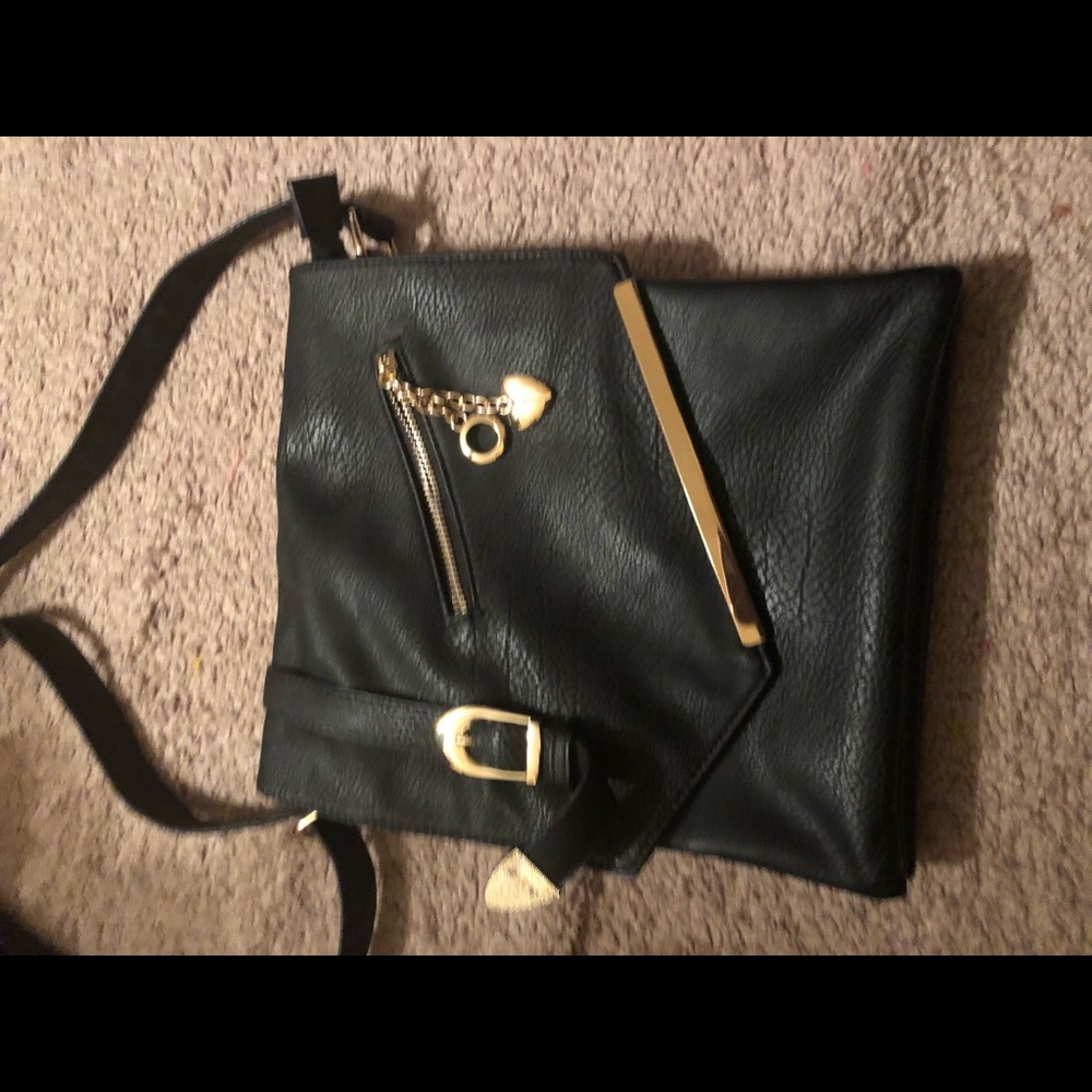 Black crossbody with gold accent